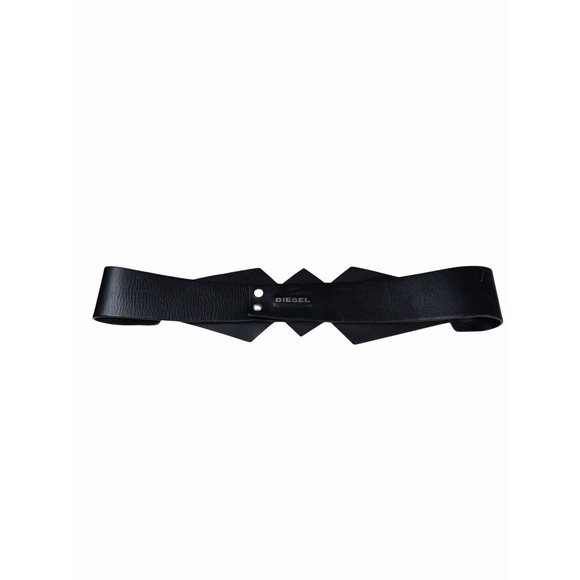 DIESEL Black Wide Leather‎ Belt Geometric Cut Out 100% Cow Leather Sz 90 cm main image 6